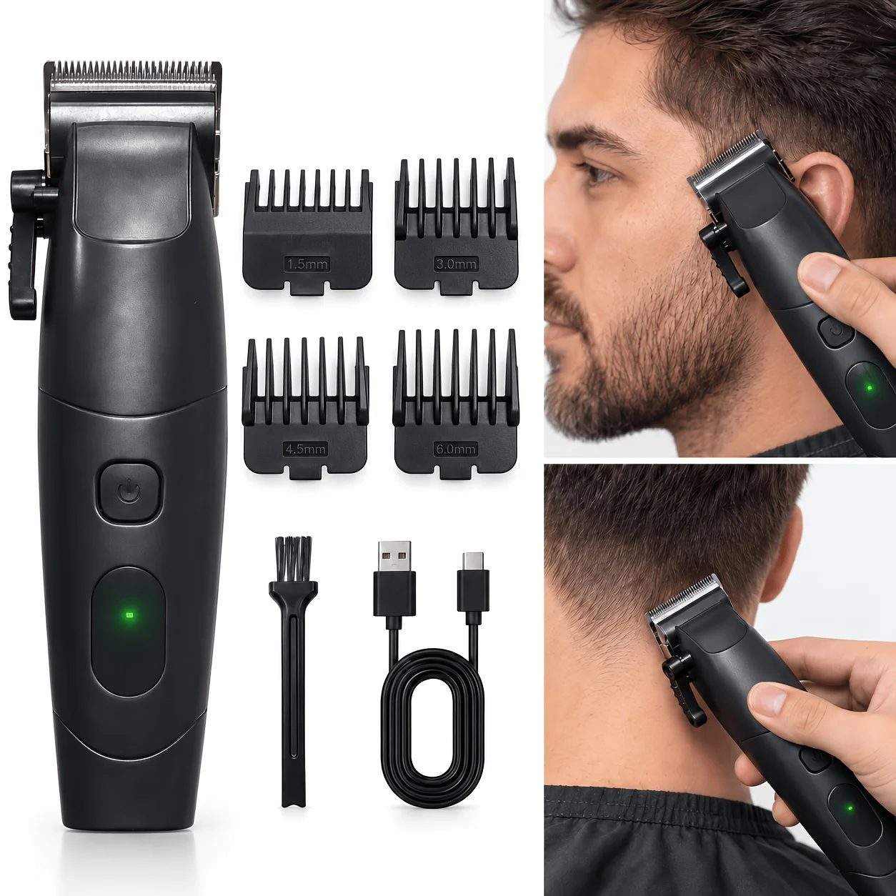 Smart Self-Service Hair Clipper for Home Use, Automatic Hair Cutting Tool, Home Grooming Kit, Stress-Free Hair Trimming, Includes Multi-Size Guide Combs for Various Lengths, Led Digital Battery Percen image 3