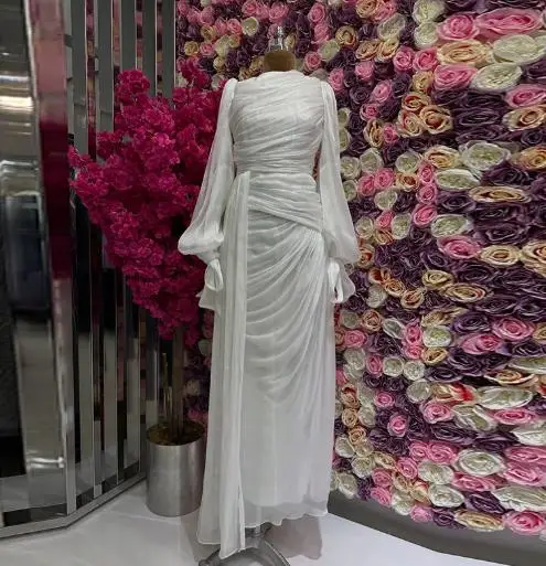 فستان رمل متدفق أنيق بغطاء للرأس بلون سادة للنساء، فستان أنيق بلون سادة وأكمام طويلة بخصر عالٍ #6