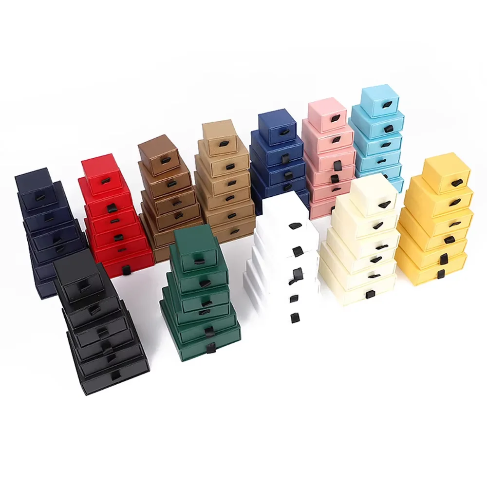 

100 шт., ящик для ювелирных изделий с логотипом, раздвижная сумка, подарочная упаковка, модное ожерелье, браслет для хранения, картонный футляр для ювелирных изделий