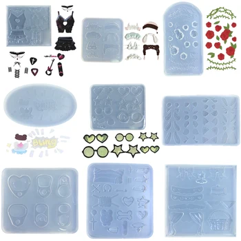 Pequeno pingente flexível para chaveiro, molde oco de silicone, epóxi, resina Shaker, flores, fazer jóias, movediça Mould