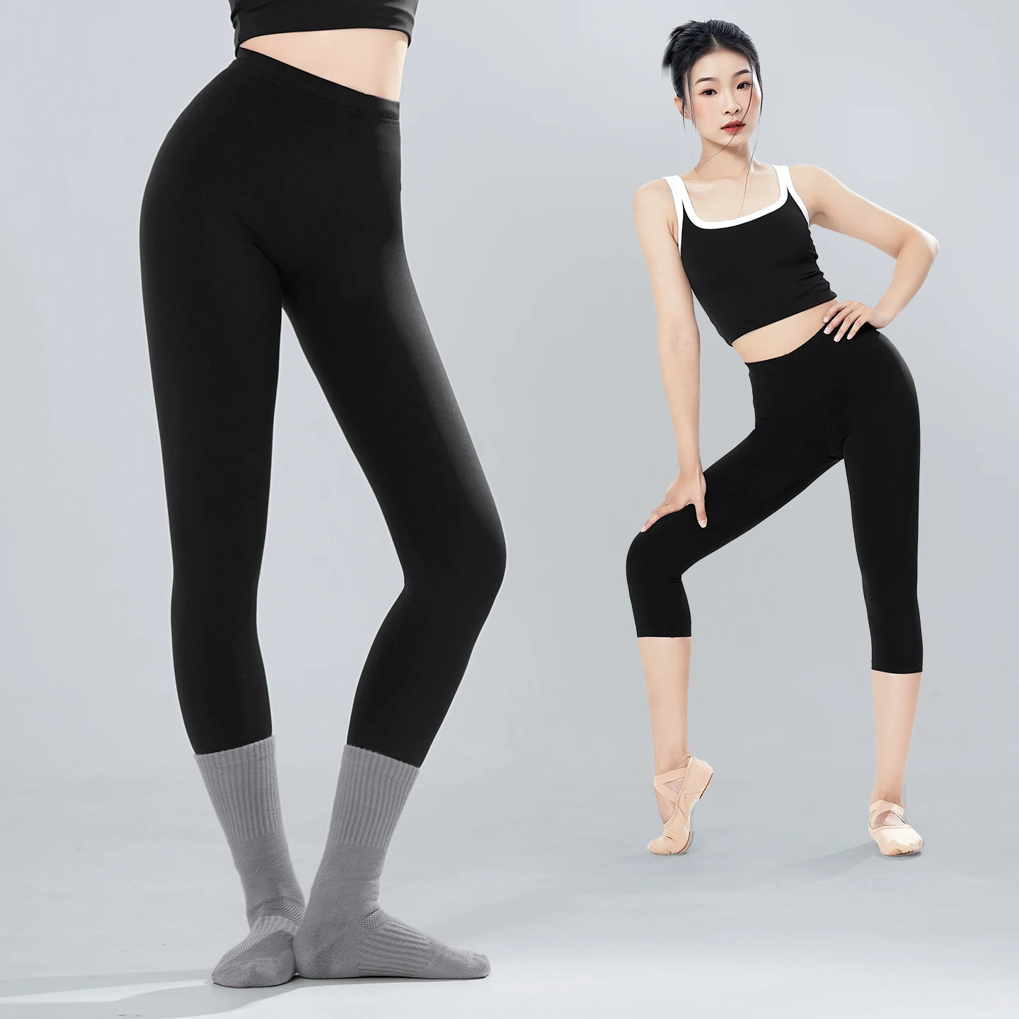 여성 발레 바지 나일론 댄스 바지 블랙 카프리 바지 발레 반바지 모달 연습 바지 성인 스트레치 체조 바지