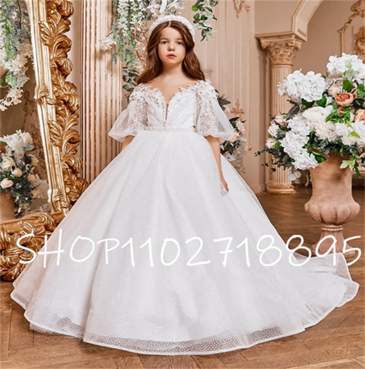 Spitze Blumen mädchen Kleider süßes Mädchen Prinzessin Kleid Mädchen Hochzeits feier Kleid Kind Kinder Kleider