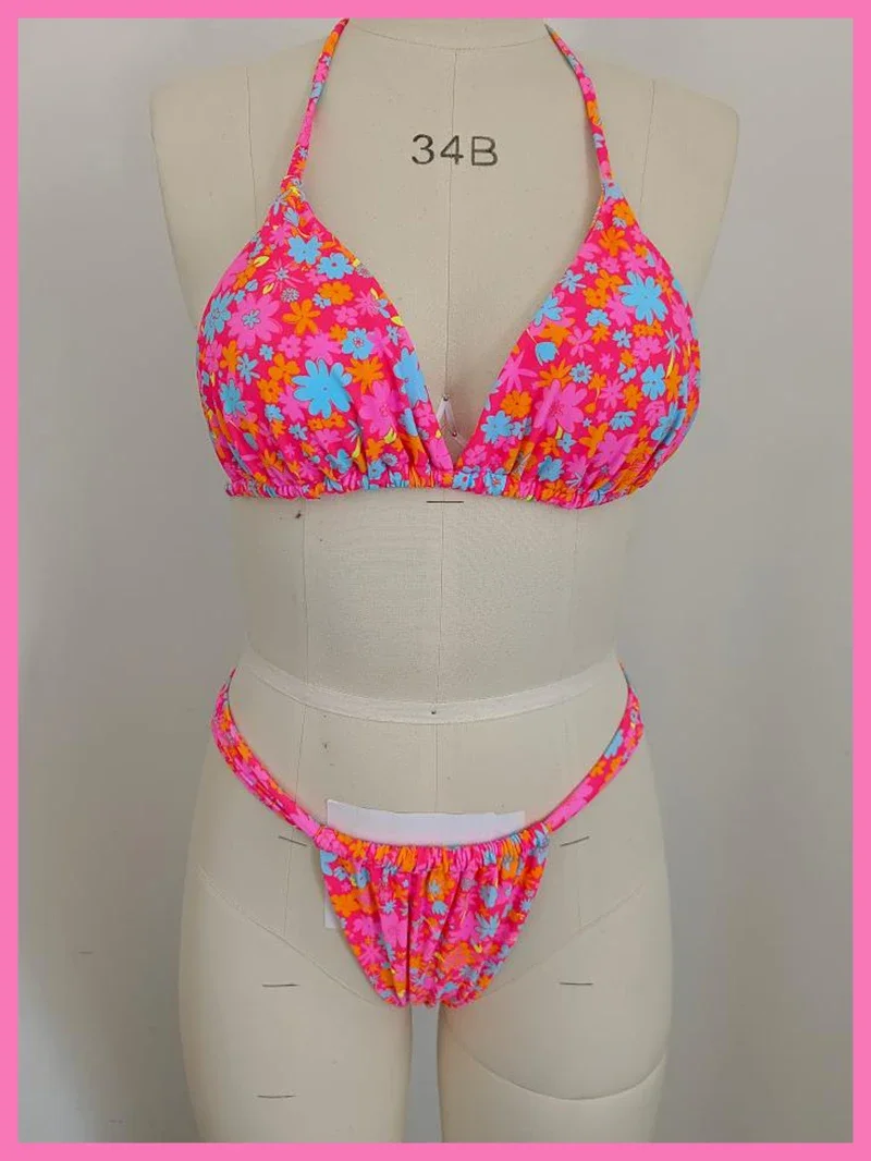 Sexy Floral  Bikini Set for Young Women,Girls Split Swimsuit,High Waist Bandage Female Swimwear Summer Swimming Beach Wear