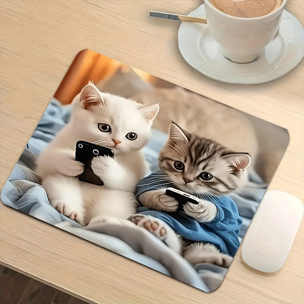 Two Kittens Gaming-Mauspad, niedliches Mobile-Game-Muster, Büro, Studium, Computer-Schreibtischmatte
