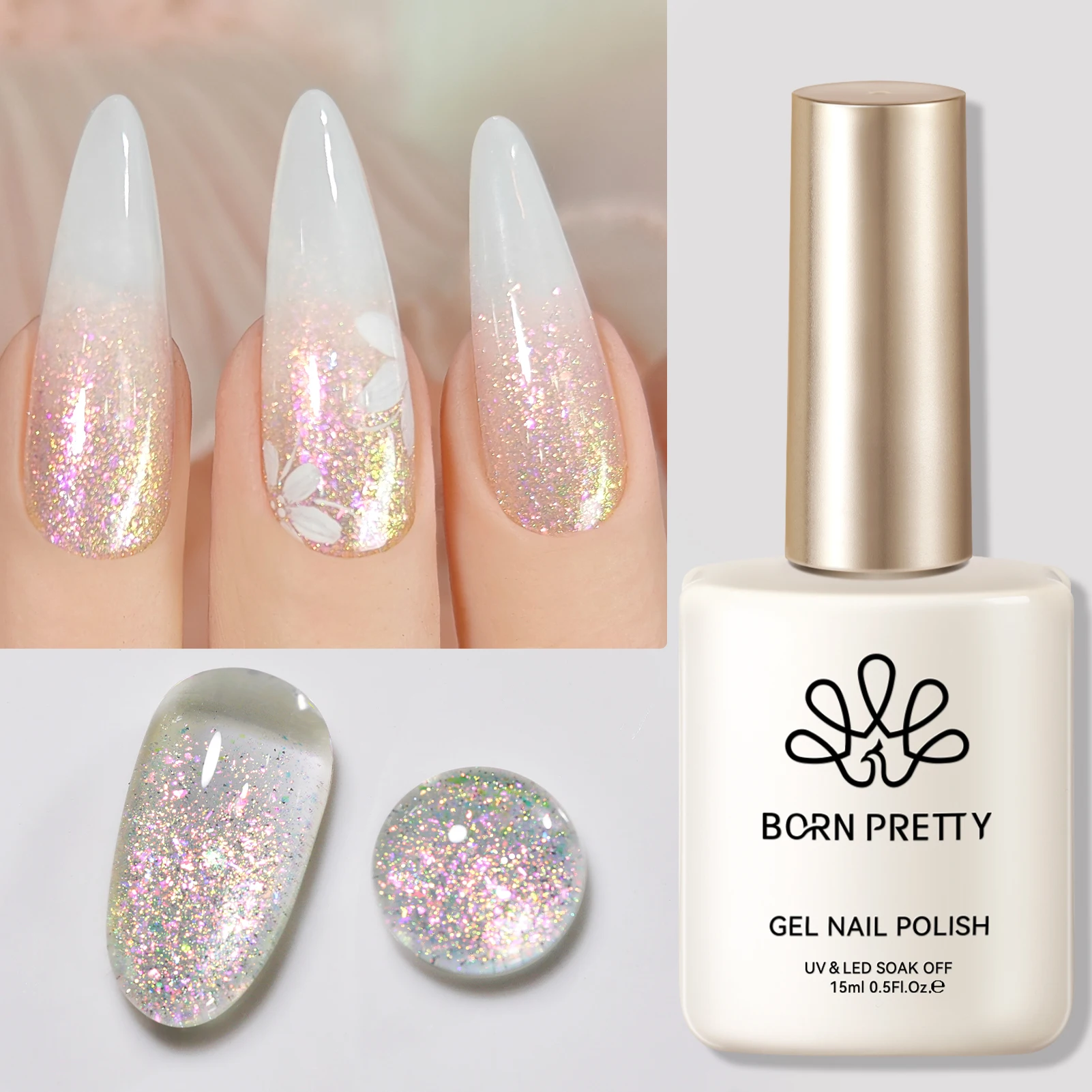 ولد ريتي 15 مللي الفضة عاكس بريق هلام طلاء الأظافر تألق تألق بريق الليزر نقع قبالة الأشعة فوق البنفسجية هلام مسمار الفن الورنيش