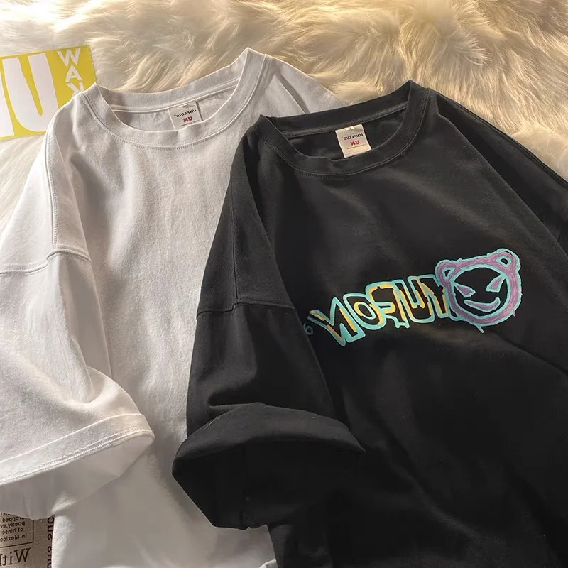 Cseta de manga corta rosa de talla ande para mujer, estilo coreano, hoada, de an tamaño, a la moda, BF, tendencia na...