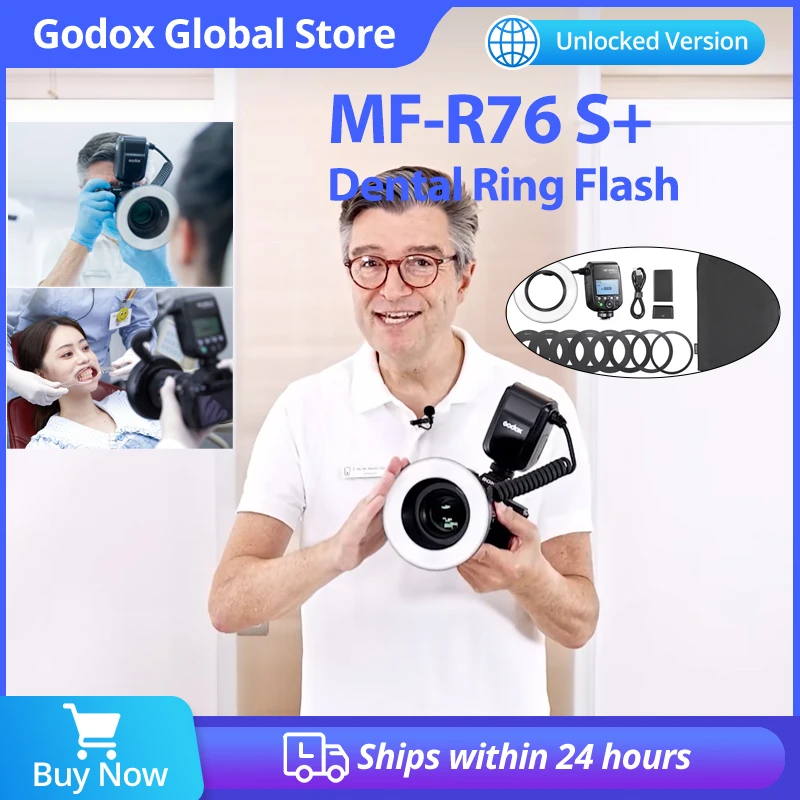 Godox MF-R76S+ Dental Macro Ring Flash Speedlite for Sony Equipped with 2.4 GHz Wireless Transmission for Dental Photography