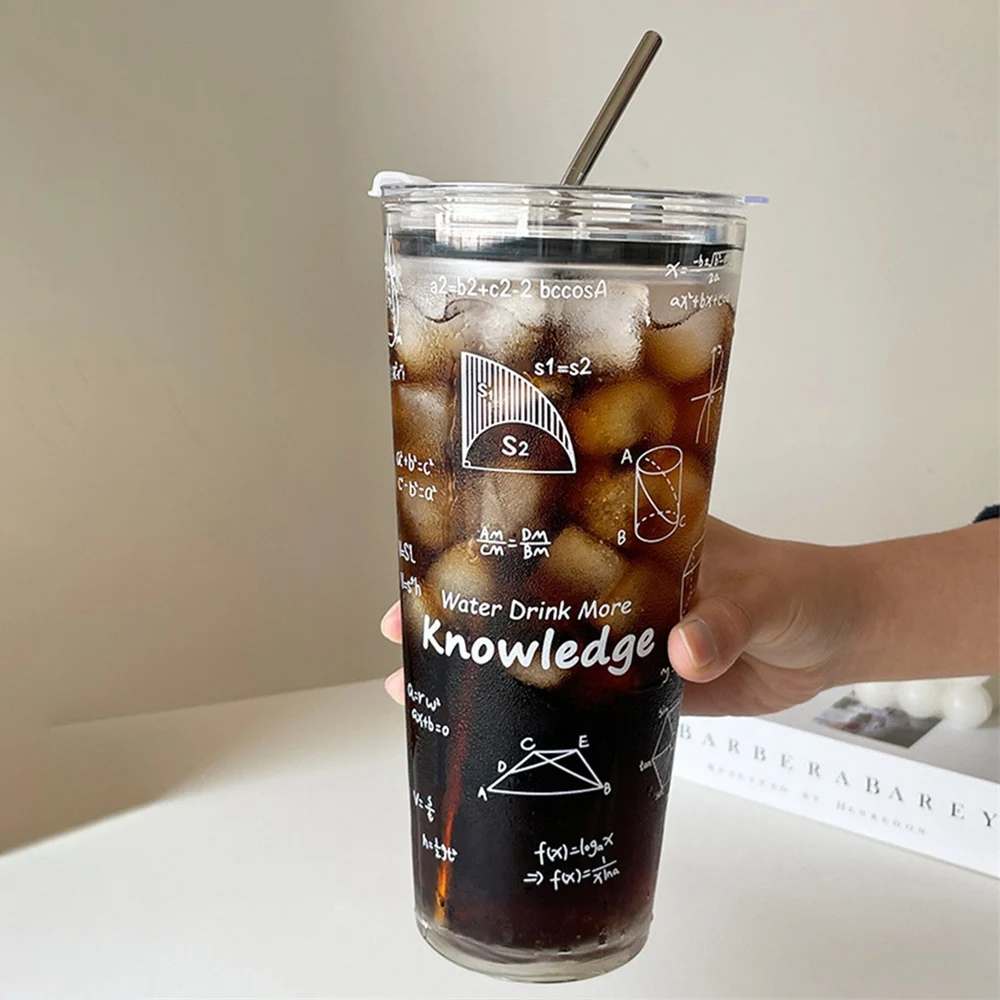 

Large Capacity Water Cup Classic Design With Lid Easy To Use Straw 1000ml Drinking Utensils Creative Water Cup Water Cup Glass