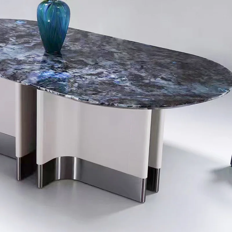 

Slate dining table and chair combination small apartment home dining table chair modern simple rectangular dining table