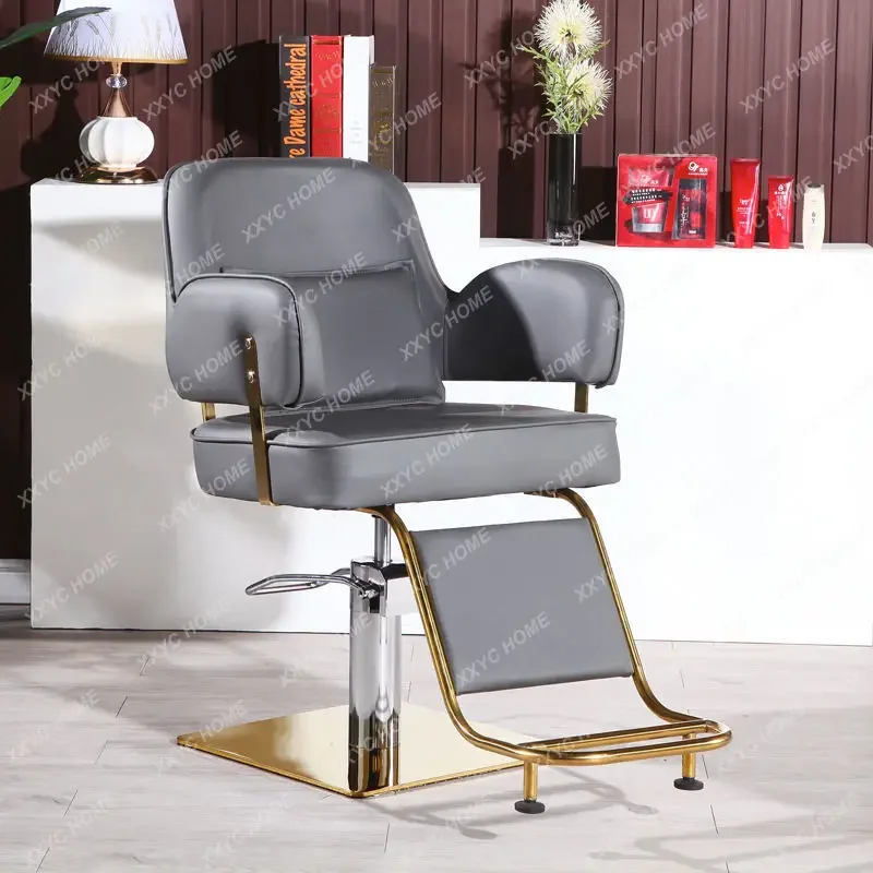 Pink Pedicure Stylist Barber Chair  Luxury Aesthetic Golden Barbers Armchair Rotating Mocho Cadeira Barber Equipment MQ50BC