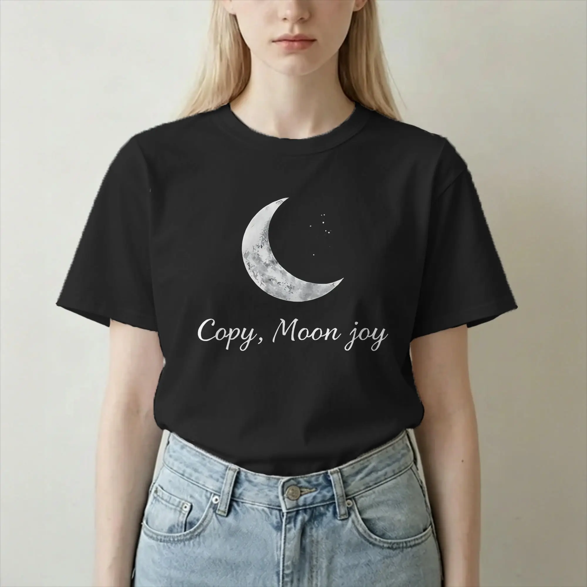 Copy Moon Joy Shirt Minimalist Astronomy for Men Women T Shirt  Vintage Tees Short Sleeve Crewneck T-Shirts 100% Cotton Clothes