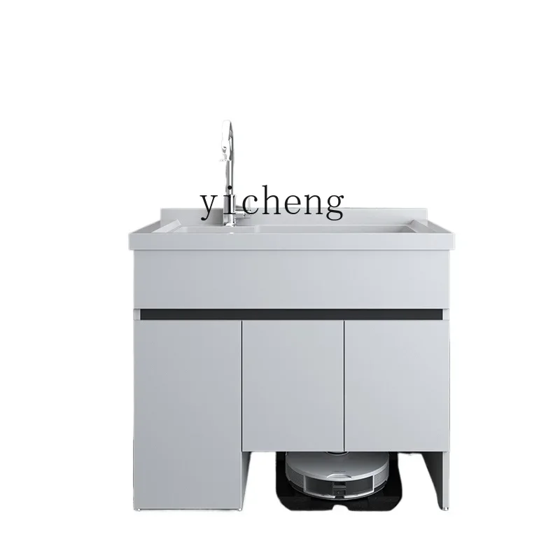 

honeycomb aluminum balcony laundry cabinet simple wash basin sweeping robot with washboard