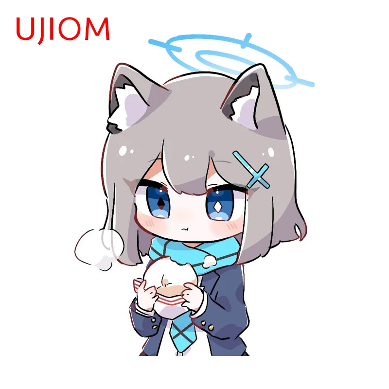 UJIOM Blue Archive Chibi Game Character Wall Sticker Interesting Toolbox Sunscreen Vinyl Decal Transparent Storage Box Decor