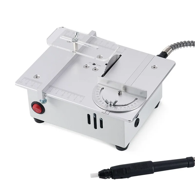 Mini Table Saw Portable Electric Desktop Cutting Machine for Woodworking DIY Hobby Model Crafts