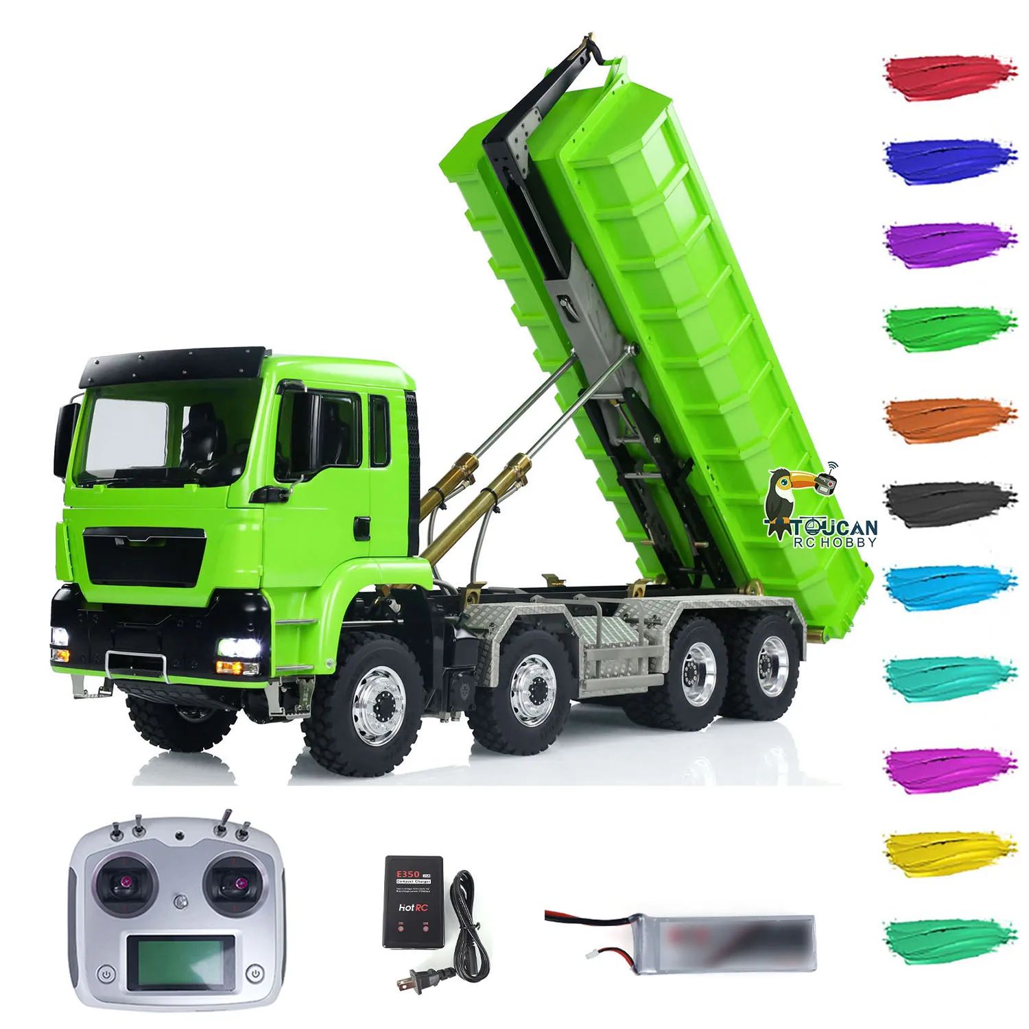 

1/14 LESU 8x8 Hydraulic RC Roll On/Off Dump Truck RTR Remote Control Full Dumper Cars 2 Speed Transmission Sound LED Light Toy
