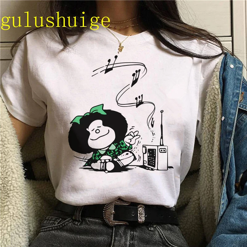 Mafalda t-shirts women harajuku Japanese anime top female 2000s manga clothes