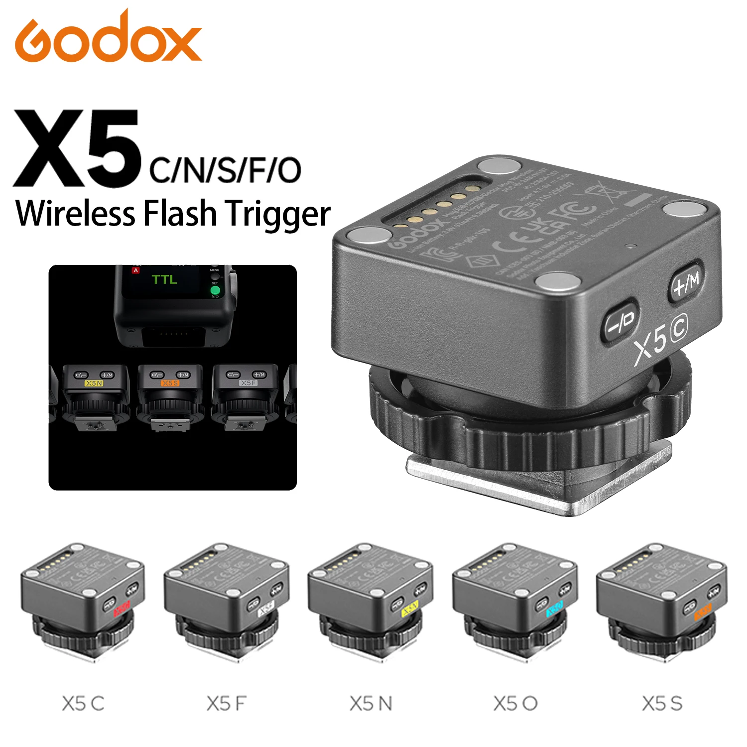 

Godox X5 Wireless TTL Flash Trigger with Hot Shoe Mount for Godox X System Flash Canon Sony Nikon Fujifilm Olympus L Camera
