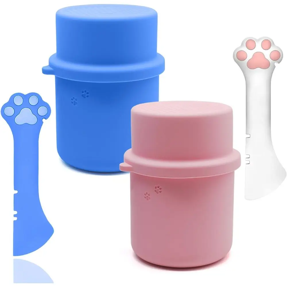 

Герметичная силиконовая крышка для банок и совок для корма для собак в форме лапы - без BPA, можно мыть в посудомоечной машине и использовать в морозильной камере (синий + розовый)