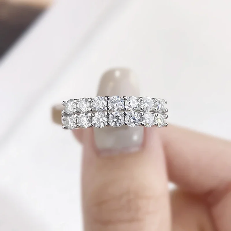 DWJ 1.4ct Real Moissanite Diamond Eternity Ring for Women 925 Sterling Silver Daily Party Gorgeous High Quality Fine Jewelry