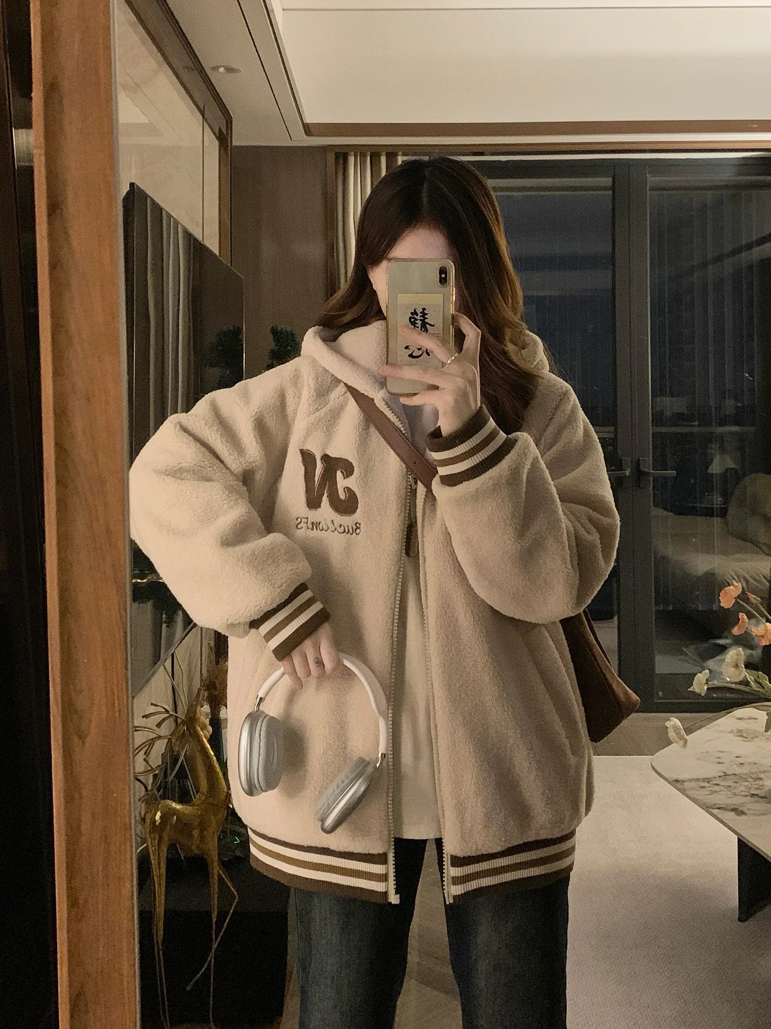 

Куртка из овечьей шерсти для женщин, тонкая куртка на пуговицах, шерпа, защита от ветра, спортивная парусиновая морозостойкая куртка в стиле вестерн, бойфренд, бейсбол, колледж