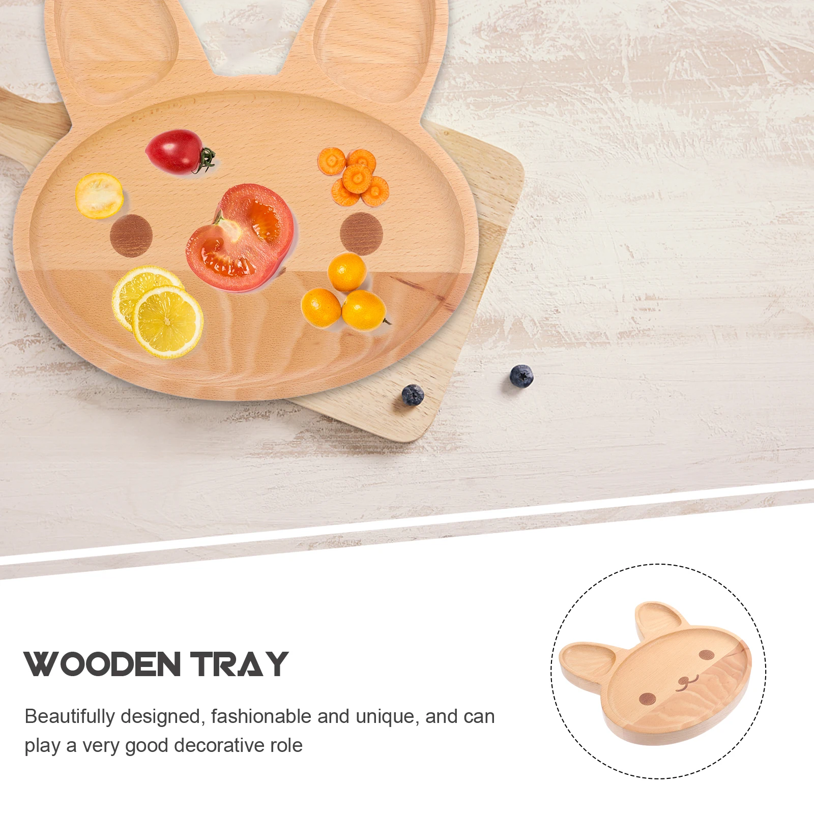 

'S Dinner Plate Wooden Rabbit Natural Wood Fruit Serving Tray For Kitchen Dining Decorative Wooden Tray