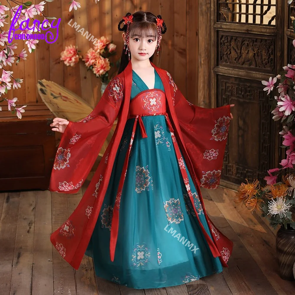 Oude Kinderen Traditionele Jurken Chinese Outfit Meisjes Kostuum Folk Dance Performance Hanfu Jurk Voor Kinderen