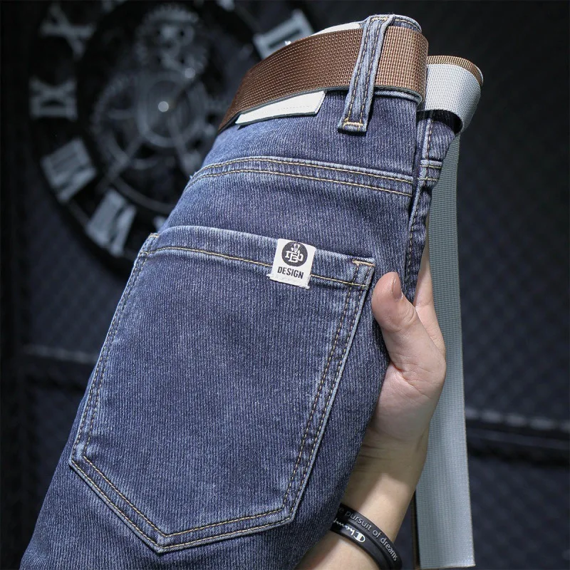 High-End Twill Retro Blue Jeans Men's Spring and Autumn Korean Style Trendy Casual All-Matching Slim Fit Long Skinny Pants
