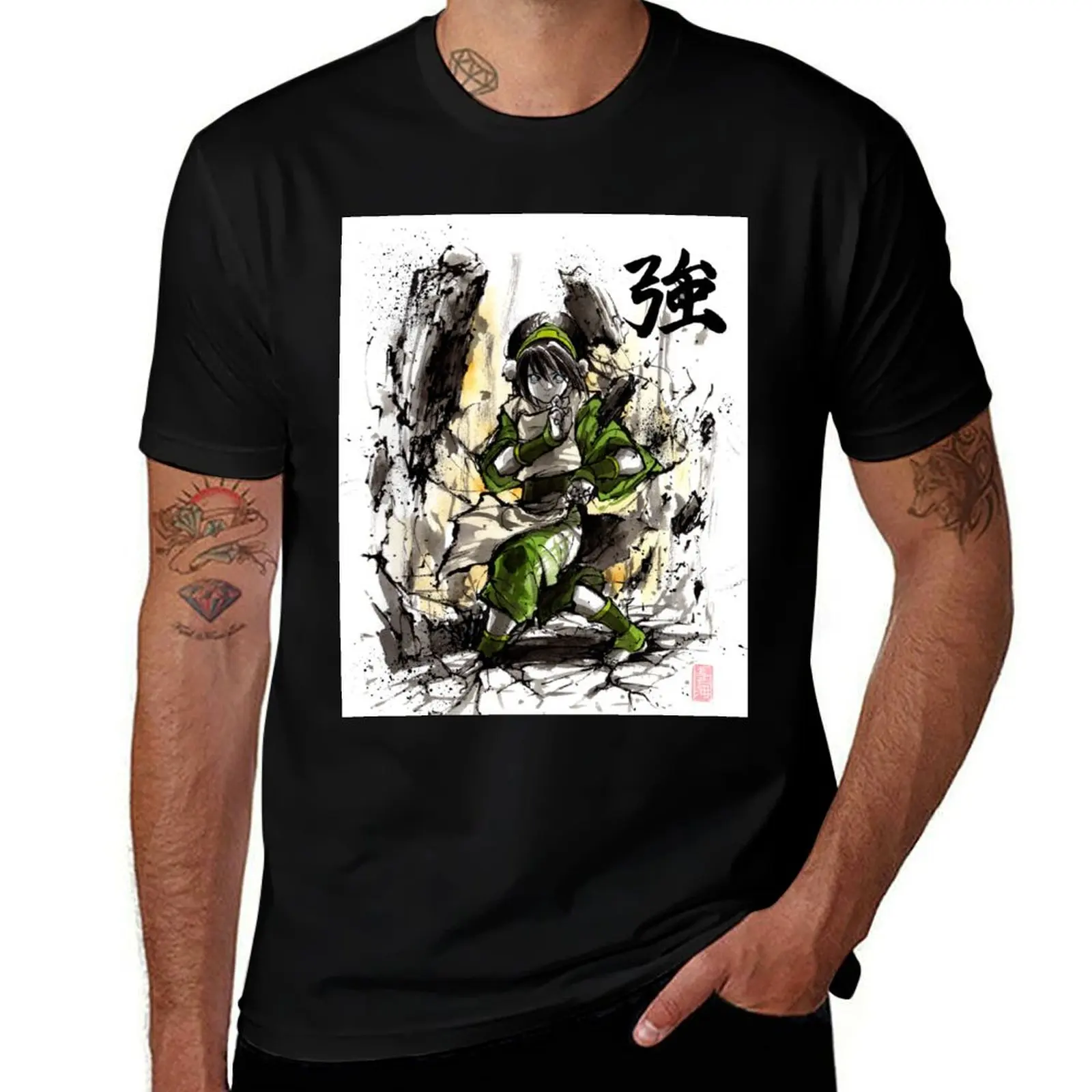 

Toph from Avatar with sumi and watercolor T-Shirt anime t shirts plus sizes funny t shirts for men