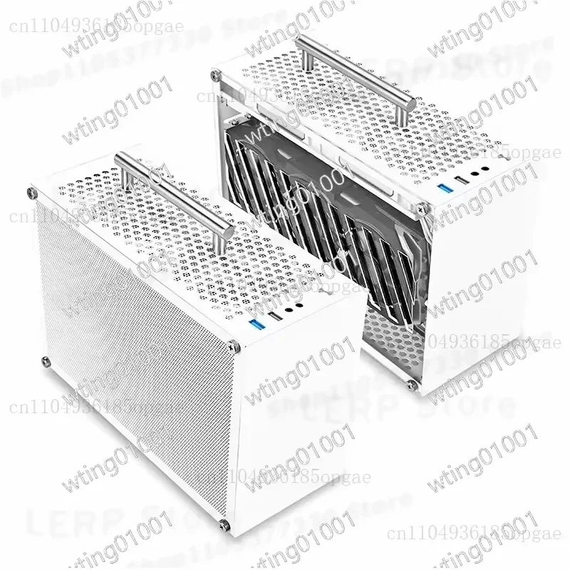 for T60 Mini ITX Case Supports Long GPU Portable White Chassis with Side Transparent Panel Compact Desktop PC Housing