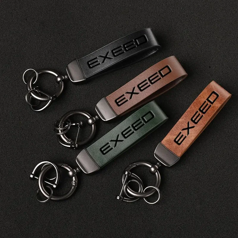 For Chery Tiggo 7 Pro 8 Pro Exeed Tiggo 2 3x Arrizo 5 Pro Gx 5x EQ7 exeed Car Luxury Genuine Leather Keychain Car Key Ring