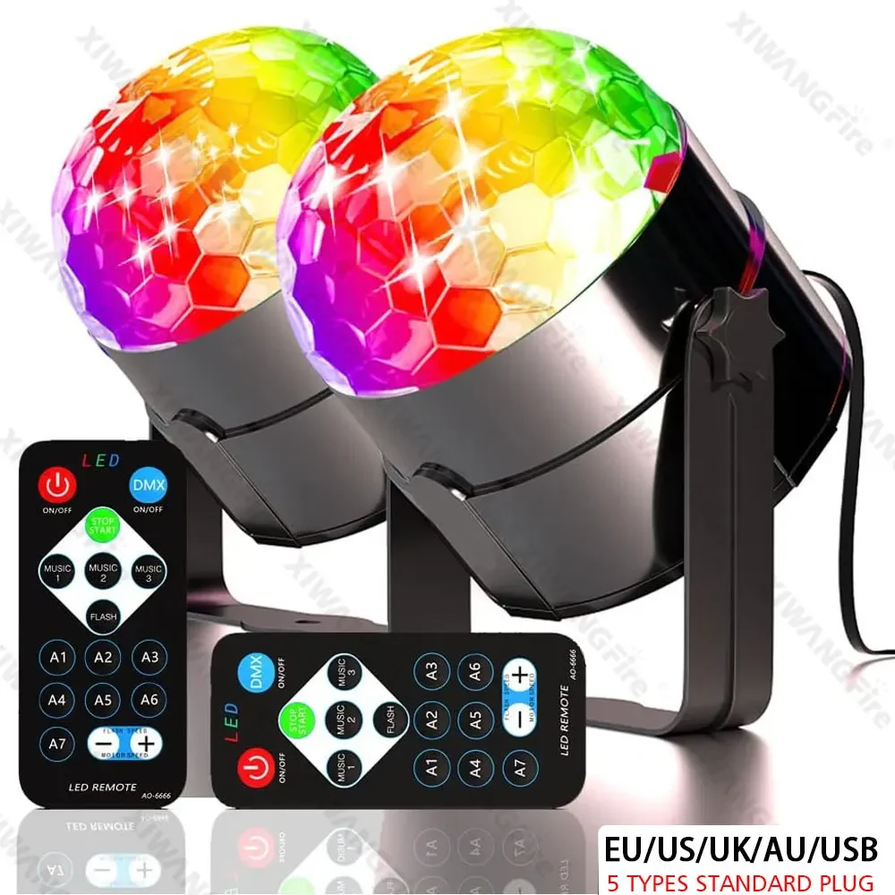 LED Stage Disco Light Rotating DJ Ball Strobe Remote Sound Control Magic Dance Car RGB Christmas Gift Party Club Laser Show Lamp