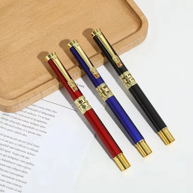 A 5PCS Dragon Head Pen Clip Metal Signature Pen, Chinese Style Treasure Bead Pen Wholesale, Neutral Pen