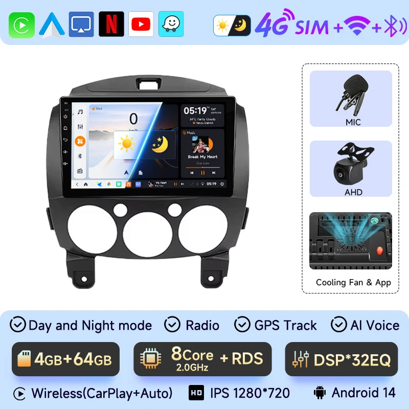 4G Auto Android Radio Multimedia Speler Voor Mazda 2 Mazda2 2007 2008 2009 2010 2011 2012 2013 2014 Gps Navi 2din 2 Din Autoradio