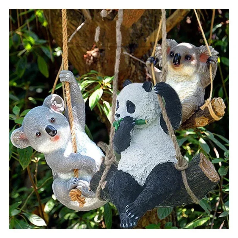 

Home Garden Resin Animal Crafts Gardening Landscape Sculpture Swing Koala Panda Monkey Pig Kindergarten Tree Ornament Decoration