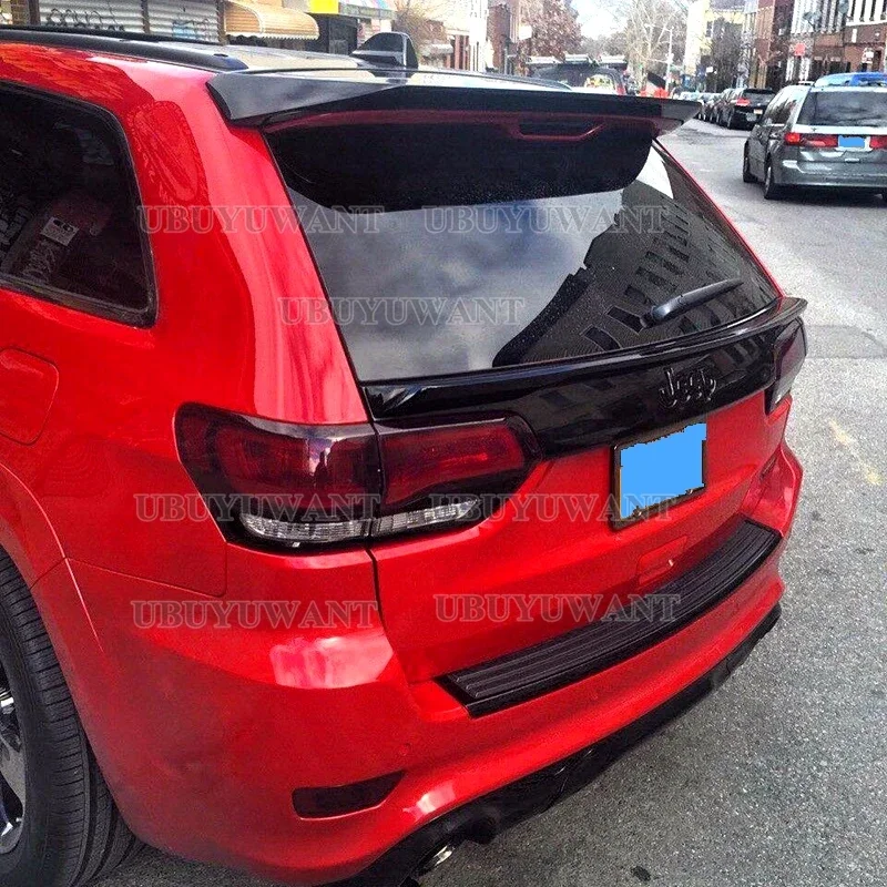 Glossy Black/Carbon Fiber Look Rear Trunk Spoiler Lip Extension+Rear Roof Spoiler Lip Wing For Jeep For Grand Cherokee 2013-2020