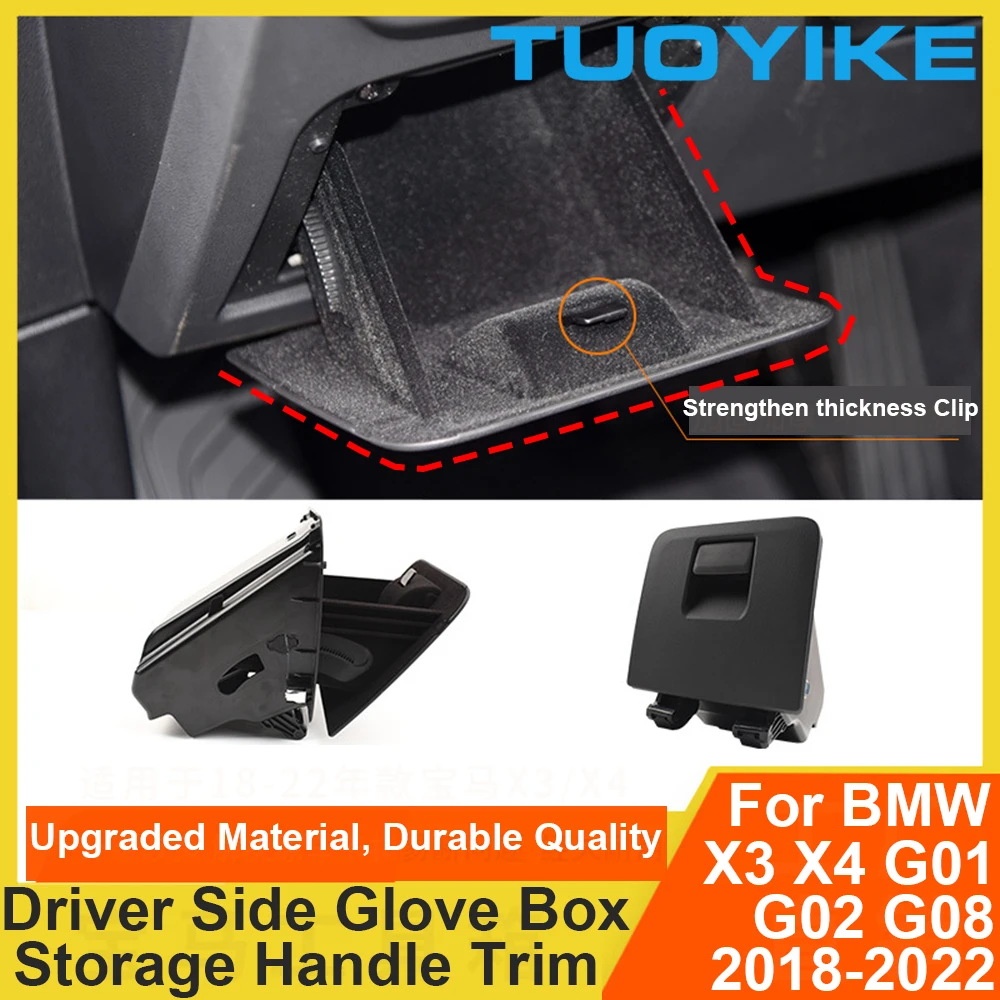 Car Interior Inner Driver Side Black Glove Box Set Storage Door Handle Switch Trim Replace For BMW X3 X4 G01 G02 G08 2018-2022