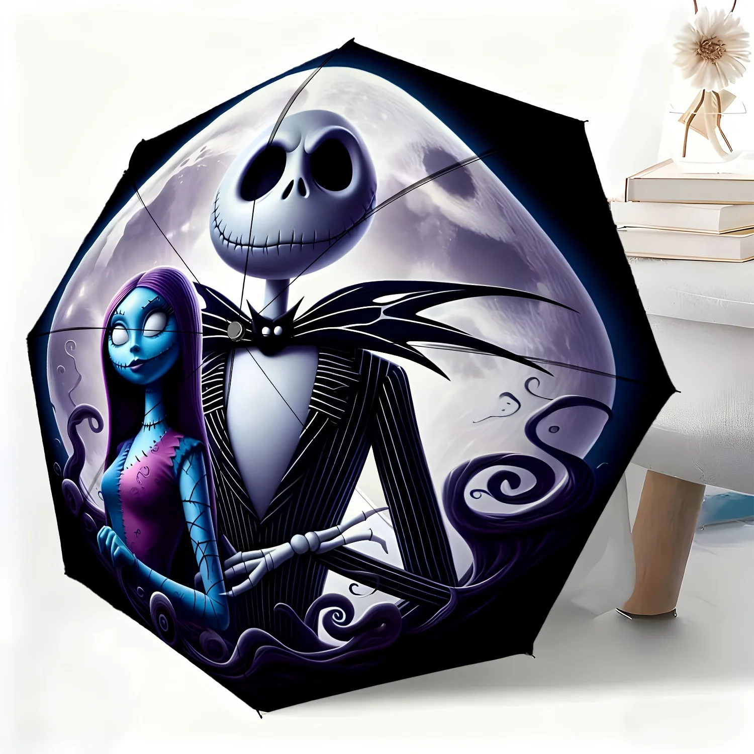 

Автоматический зонт с персонажами из мультфильма «Кошмар перед Рождеством», лицензированный Disney, 1 шт. | Всепогодный, портативный складной зонт, Id