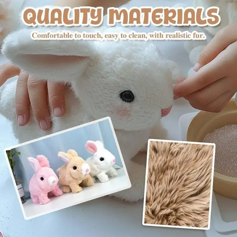 Juguete de conejito para saltar, conejito eléctrico realista, figuras de peluche interactivas para niños y niñas, saltando, tocando el nariz, orejas de movimiento