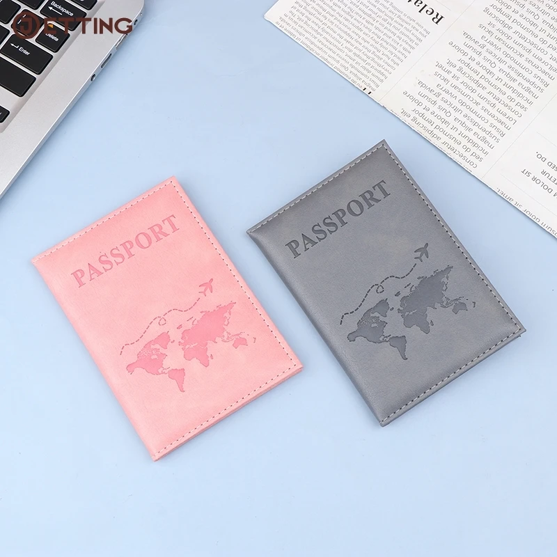 1PCS PU Leather Card Case Cover Unisex New Simple Fashion Passport Cover World Thin Slim Travel Passport Holder Wallet Gift