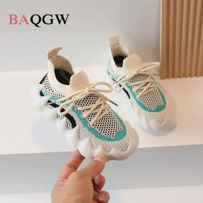 Spring Kids Soft Sneakers Girls Casual Mesh Breathable Lightweight Boys Color Block Children Non-slip Sports Shoes Streetwear