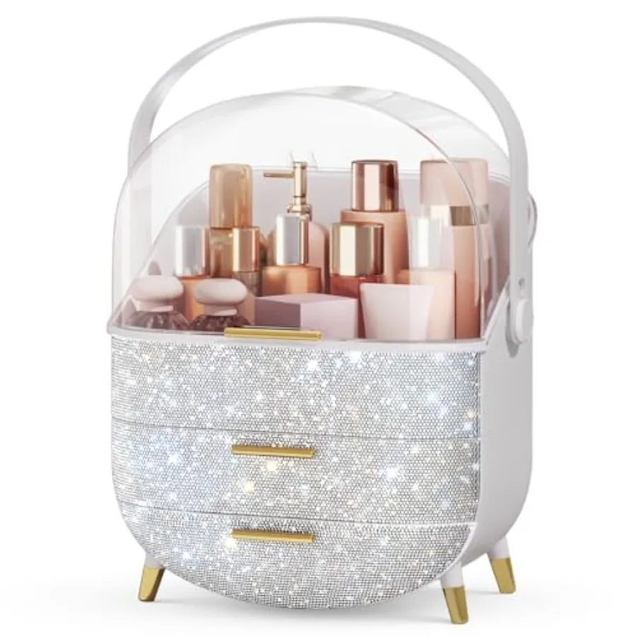 

Bling Makeup Organizers, Cosmetic Display Case with Clear Cover, Vanity Makeup Organizers for Lipstick Perfume Lotion and Skinc