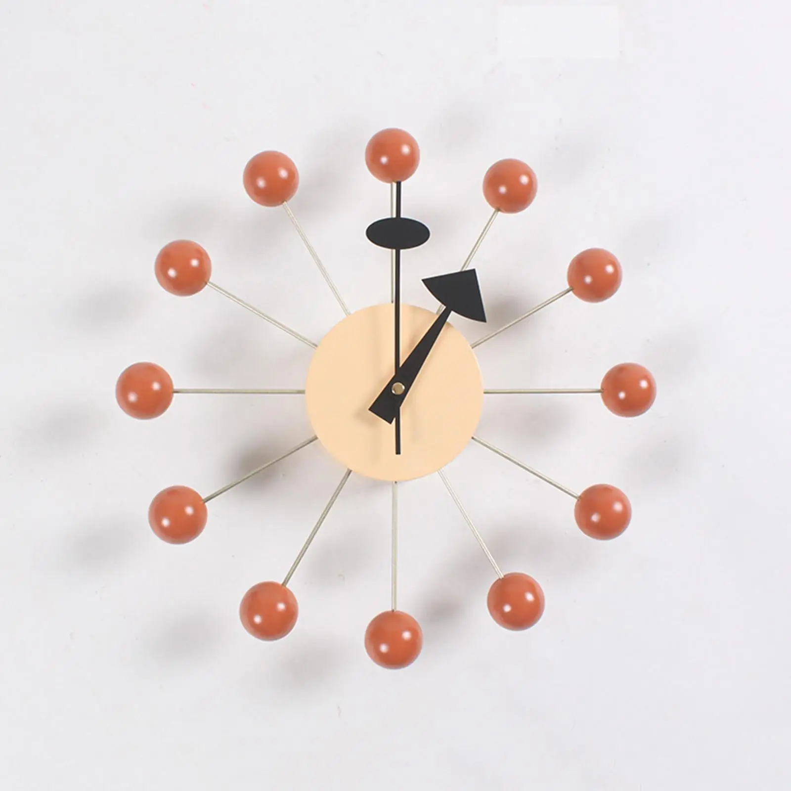 Midcentury Modern Starburst Ball Wall Silent Non Ticking Clock Wall Hanging Clock for Walls Office Kitchen Bedroom Decoration