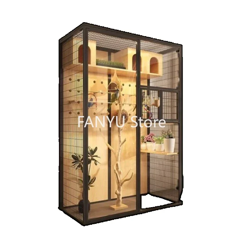 Large Villa Bird Cages Breeding Budgie Canary Wooden Luxury Bird Cages Transparent Decoration Vogelkooi Pet Supplies WZ50BC