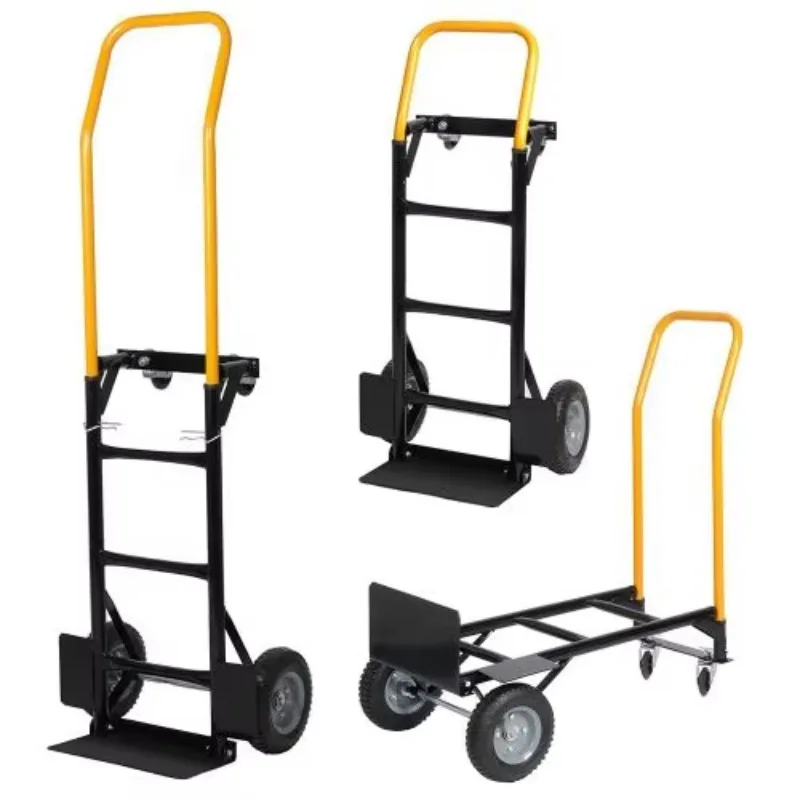 Dual Purpose 2 and 4 Wheel Heavy Duty Hand Truck 330 Lbs Capacity Platform Cart Swivel Wheels for Moving/Warehouse/Garden/Grocer