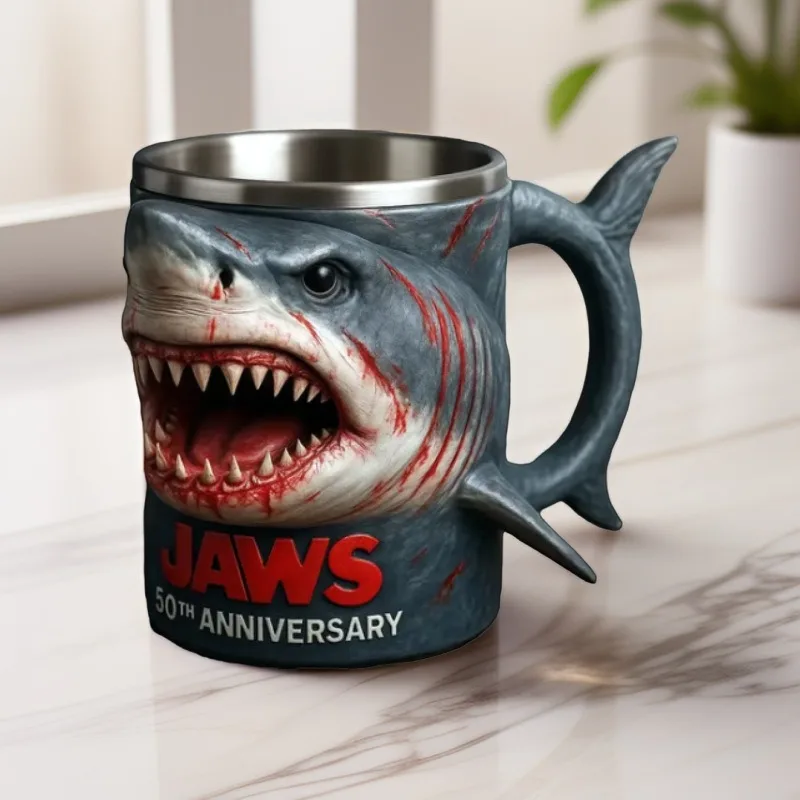 

Jaws 50th Anniversary 3D Shark Mug Creative Ocean Theme Cup Home Decor Gift for Movie Fans and Collectors