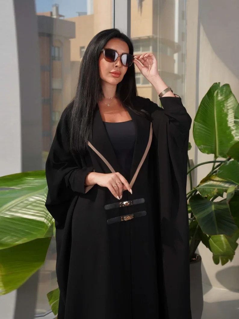 Eid Muslim Abaya for Women Dresses Jalabiya Leather Buckle Ramadan Dubai Islam Vestidos Arab Long Robe Abayas Kaftan Morocco