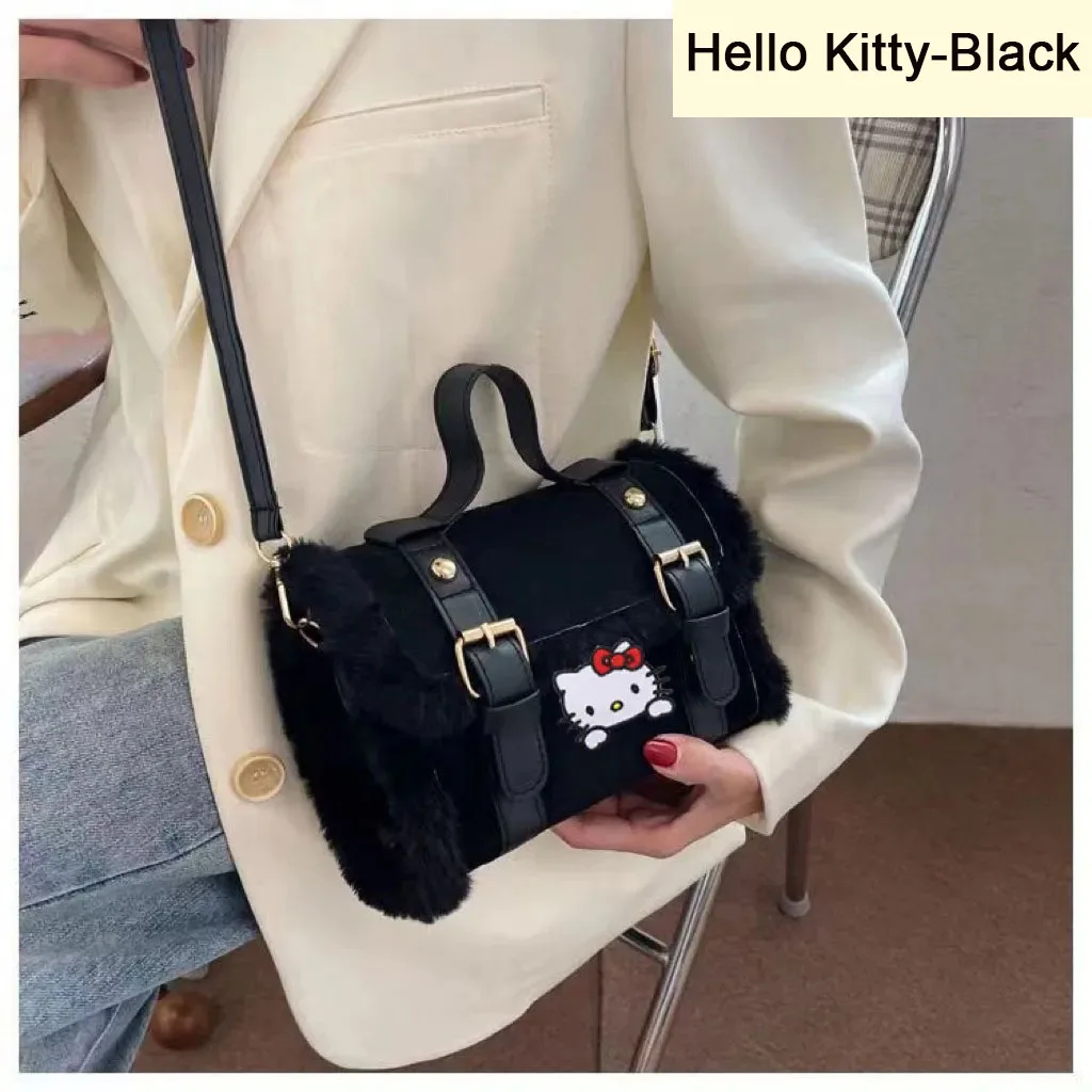 Sanrio Plush Square Bag Anime Shoulder Bags Kawaii Messenger Tote Cute Cartoon Backpacks My Melody Cinnamorol Kuromi Fashion Bag