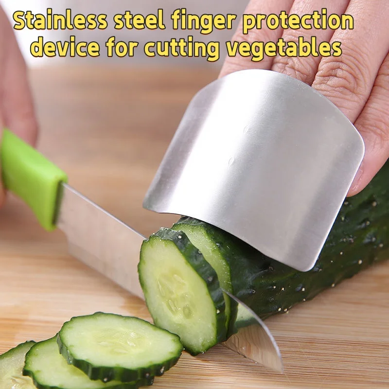 Stainless Steel Finger Guard Anti Cut Shield Safe Vegetable Fruit Slicing Protector Hand Guard Kitchen Cooking Gadget Tool