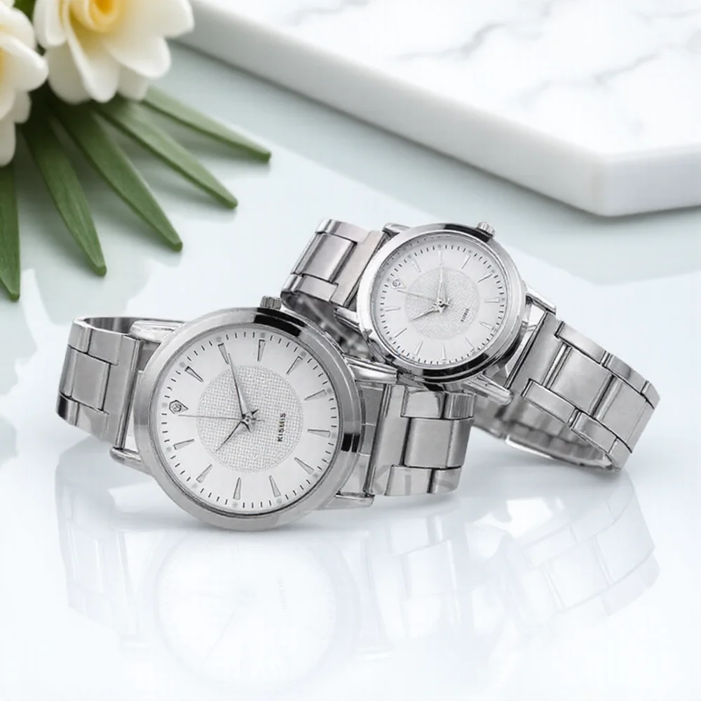 Couples Luminous Steel Band Watch Quartz for Men and Women Gift Fashion Watch Adjustable Band Stylish Couple Watches