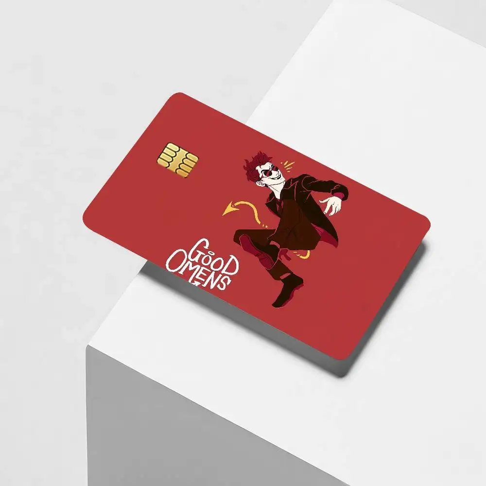 Cartoon cute G-Good O-omens Credit Card Decorative Card Stickers Suitable For Bank Cards Metro Transit Anti-scratch Gift 4PCS